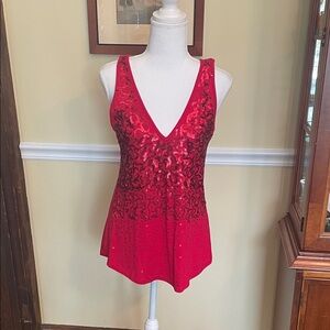 Vibrant Red Sequin Tank Top